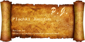 Plachki Jusztus névjegykártya